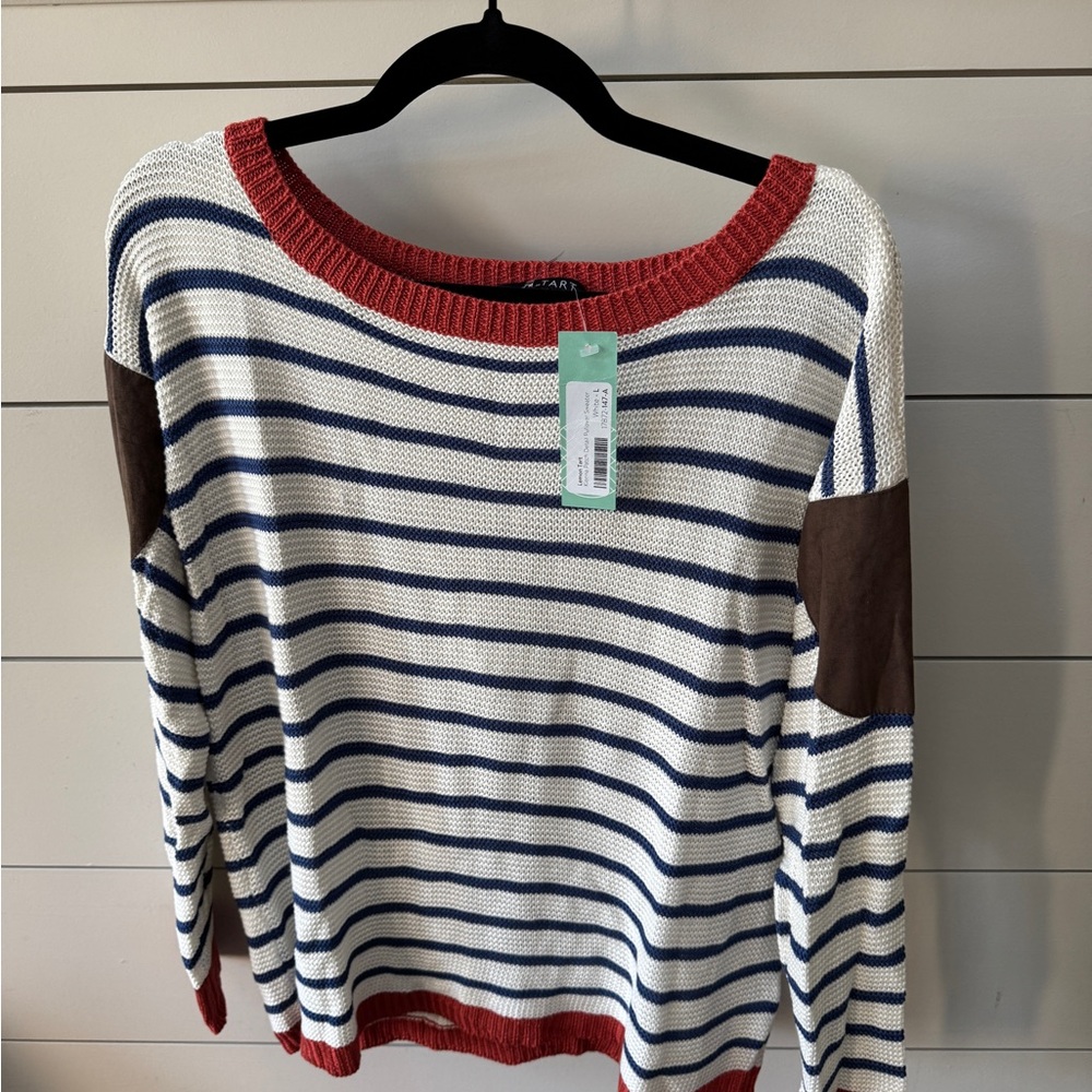 Lemon Red and Blue Striped Sweater